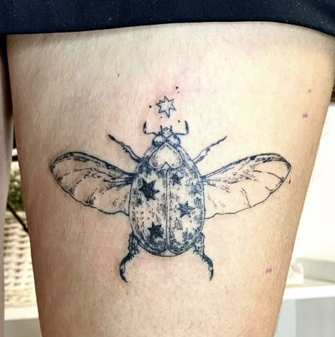 June Bug Tattoo, Beetle Tattoo, Funky Tattoos, Insect Tattoo, Bug Tattoo, Stick N Poke, Poke Tattoo, Dream Tattoos, Piercings And Tattoos