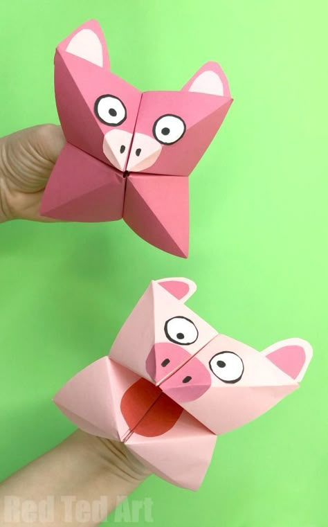 Diy Paper Art, Cootie Catcher, Fortune Tellers, Pig Crafts, Pink Crafts, Paper Scraps, Year Of The Pig, Fun Easy Crafts, Fortune Teller