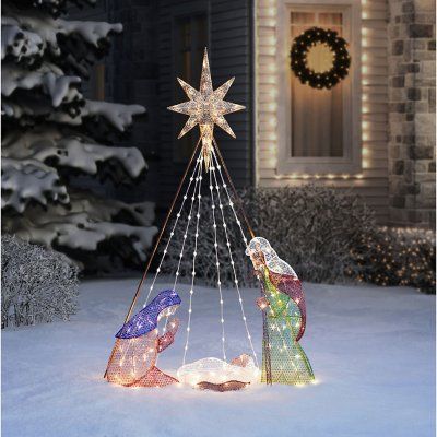 Member's Mark 72" Pre-lit Nativity Scene - Sam's Club Bethlehem Lights Christmas Tree, Outdoor Nativity Set Template, Willow Tree Nativity Displays On Round Table, Beautiful Outdoor Christmas Lights Star Of Bethlehem, Christmas Nativity Set Outdoor, Nativity Set Under Christmas Tree, Nativity Set Under Tree, Nativity Set Outdoors, Wood Nativity Set Outdoor