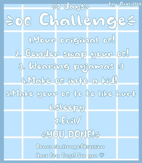 30 Day Oc Challenge Gacha Club, 7 Day Drawing Challenge, Oc Maker Challenge Gacha Club, Gacha Challenge Oc, Gacha Club Oc Tips, Oc Challenge Gacha Club, Gacha Oc Challenge, Lost Motivation, Paperclip Crafts