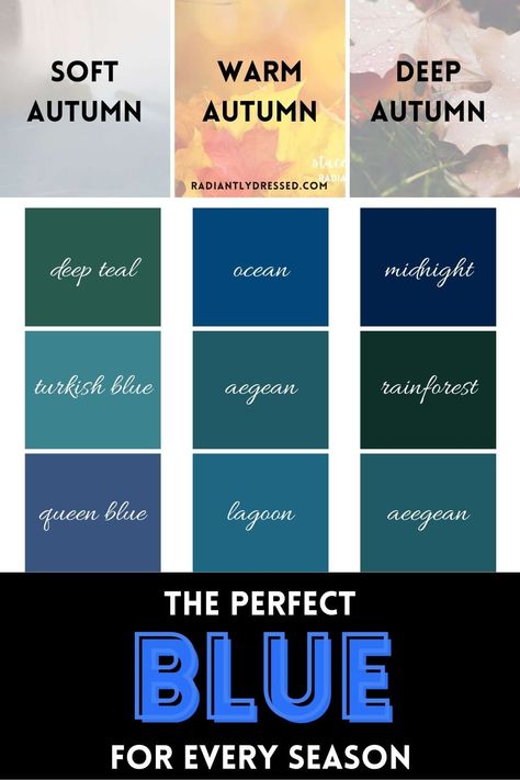 What To Wear With Navy Blue, Blue Autumn Color Palette, Color Analysis Autumn, Radiantly Dressed, Deep Autumn Palette, Color Analysis Summer, Soft Autumn Deep, Autumn Color Palette Fashion, Color Palette Fashion