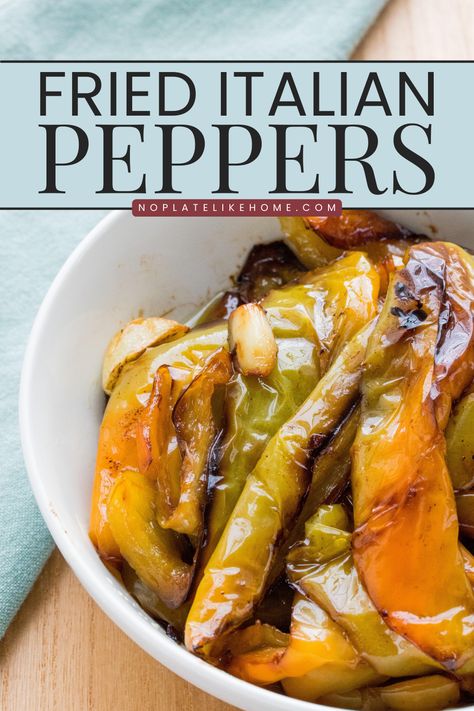 This Italian peppers recipe is a true Italian delicacy from my childhood. They're an easy and flavorful side dish, appetizer or put them on a piece of crusty bread for a quick snack. They go well with sausage and are a great addition at an Italian dinner table. They're gluten free and Vegan. Click the link to get the recipe. Cubenellas Peppers Recipes, Italian Sweet Peppers Recipes, Italian Peppers Recipes, Italian Dinner Table, Long Hot Peppers, Italian Peppers, Antipasto Salad Recipe, Sweet Pepper Recipes, Pickle Recipes Homemade