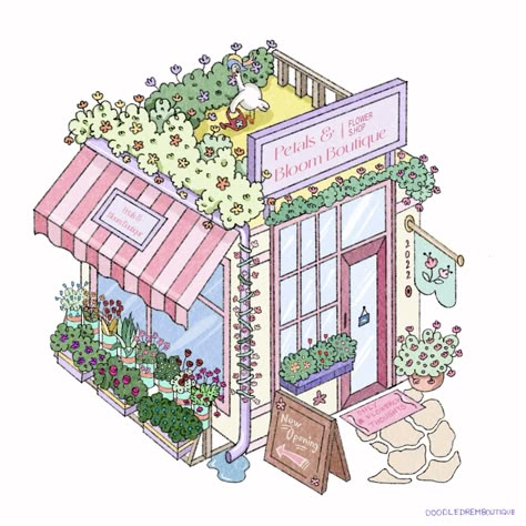 My cute little flower shop "𝗣𝗲𝘁𝗮𝗹𝘀 & 𝗕𝗹𝗼𝗼𝗺 𝗕𝗼𝘂𝘁𝗶𝗾𝘂𝗲"🌸💐 ~Only flowery thoughts~ Hand made digital illustration!✨ . . #artisticexpression #createeveryday #visualartistry #passionforpainting #artf #illustration #illustrator #illustrationartists #illustragram #cute #kawaii #flowers #boutique #pink #pastelcolors #sweet #doodle #artisticexpression #creativitymatters #artgallery #art #artist #painting #drawing #digitalart Flower Shop Plan Architecture, Flower Boutique Drawing, Florist Shop Drawing, Cute Shop Illustration, Plant Shop Illustration, Kawaii Cafe Exterior, Florist Shop Exterior, Bloxburg Flowershop, Bloxburg Flower Shop Ideas