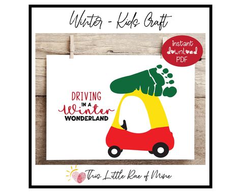 Grinch Footprint Art, Car Handprint, Christmas Footprint Art For Infants, Christmas Crafts For Infants, Winter Handprint Art, Baby Holiday Crafts, Christmas Footprint Art, Baby Christmas Crafts, Printable Diy Crafts