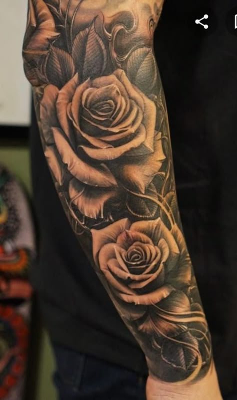 Forearm Flower Tattoo, Rose Tattoo Sleeve, Rose Sleeve, Rose Tattoos For Men, Forearm Sleeve, Forearm Tattoo Design, Marvel Tattoos, Forearm Sleeve Tattoos, Cool Forearm Tattoos