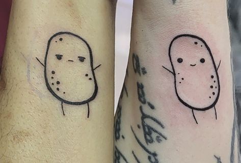 Potato Tattoo Ideas, Potato Tattoo Cute, Potato Tattoos, Potato Tattoo, Vegetable Tattoo, Cute Potato, Studio Artist, Tattoo Flash Art, Clip Art Vintage