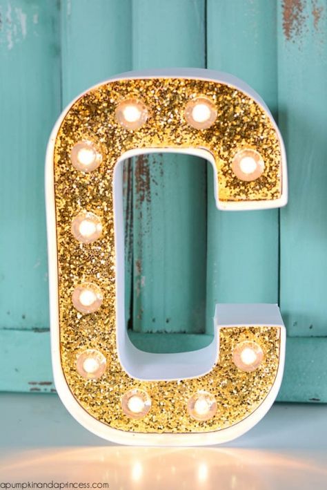 Gold Marquee Letters Wall Lights Diy, Diy Marquee Letters, Letters Template, Template Images, Lighted Marquee Letters, Led Lighting Diy, Letter Decor, Light Up Letters, Creative Bedroom