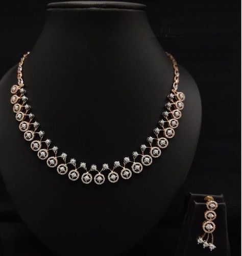 Malabar Diamond Necklace, Real Diamond Necklace Simple Classy, Small Diamond Necklace Simple, Real Diamond Necklace Set, Ns Creations, Diamond Neckalce, Simple Diamond Necklace, Small Diamond Necklace, Exquisite Diamond Necklace