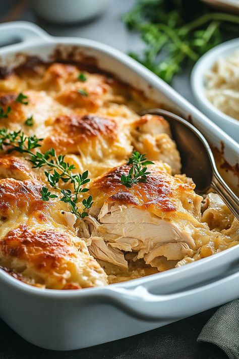 Chicken Casserole Chicken And Bread Casserole, Easy Chicken Dinner Ideas For Family, Chicken Dishes For Christmas Dinner, Best Chicken Casserole Ever, Chicken Thigh Casserole Recipes Baked, Ideas For Dinner With Chicken, Cozy Chicken Recipes, Easy Casseroles For A Crowd, Easy Dinners For A Crowd