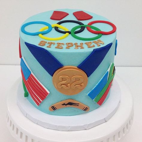 Olympic Games Olympic Cake, Olympic Desserts, Beer Olympics Party, Olympics Party, Sports Cake, Beer Olympic, Boys Cake, New Birthday Cake, Olympic Party