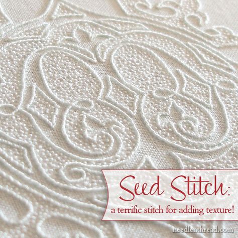 Seed Stitch Embroidery, White Work Embroidery, Candlewicking Embroidery, Whitework Embroidery, Simple Stitch, Hardanger Embroidery, Embroidery Stitches Tutorial, Design Stand, Embroidery Monogram