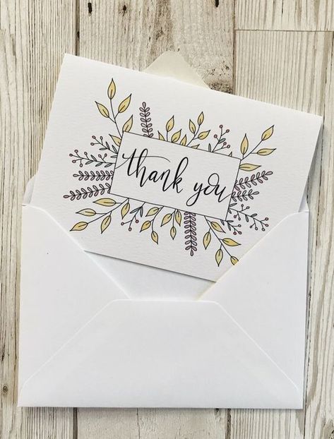 Calligraphy Cards, Hand Lettering Cards, Handmade Thank You Cards, Thank You Card Design, Envelope Art, Eco Friendly Wedding, Card Drawing, Hand Of Cards, Birthday Cards Diy