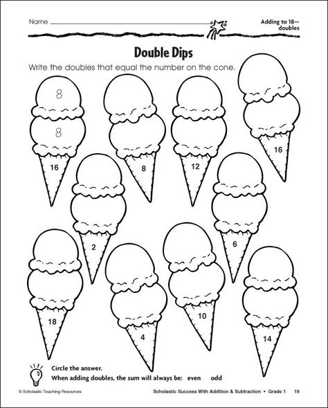 Addition Worksheets First Grade, Doubles Worksheet, Addition Coloring Worksheet, First Grade Addition, Doubles Addition, Math Doubles, Math Fact Worksheets, Doubles Facts, Double Digit Addition