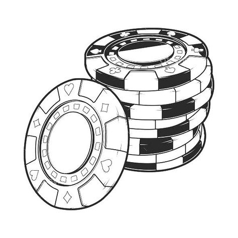 Poker Chip Tattoo Ideas, Poker Chips Tattoo Design, Poker Chips And Cards Tattoo, Poker Chips Tattoo Stencil, Casino Chips Tattoo, Roulette Wheel Drawing, Casino Chips Design, Cards Tattoo Stencil, Poker Chips Drawing