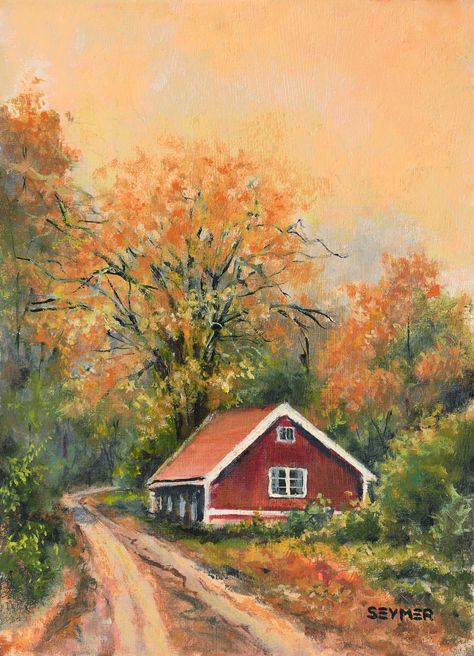 Vermont painting. Autumn house landscape painting. Fall landscape oil painting with a red house in the autumn forest. Cute painting, perfect for farmhouse wall art and fall cottage core decor. 🍁 DETAILS: ● This is an ORIGINAL OIL PAINTING on a wood panel. ● Title: 'The way home'. ● 100 % hand painted, not a print. ● It is PAINTED TO ORDER in the chosen dimensions.  * Your painting will be a very similar but unique recreation of the original design, the one in the pictures. *Custom sizes under r House Landscape Painting, Fall Landscape Painting, Fall Cottage, Fall Canvas Painting, Fall Drawings, Fall Landscape, Small Wall Art, Landscape Art Painting, Autumn Scenes