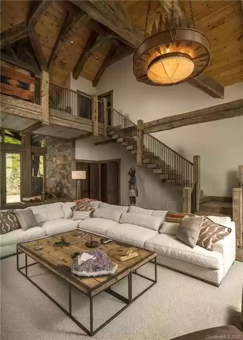 1166 Old East Ridge Rd Rustic Family Room, Popular Living Room, Boone Nc, Mountain Modern, Mountain Home, Blue Ridge Mountains, Great Room, Indoor Outdoor Living, Blue Ridge