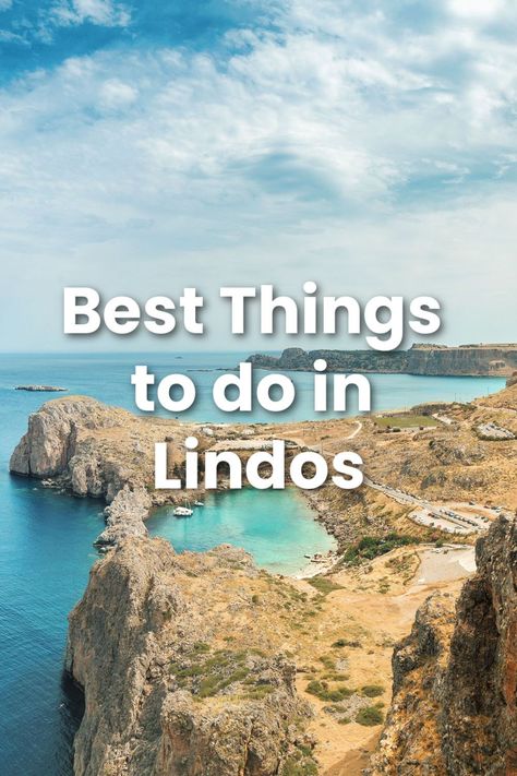 Aerial view of St. Paul's Bay in Lindos on the island of Rhodes. Rhodes Beaches, Lindos Rhodes, Beautiful Town, Greek Island, Rhodes, Greece, Things To Do, Good Things, Travel