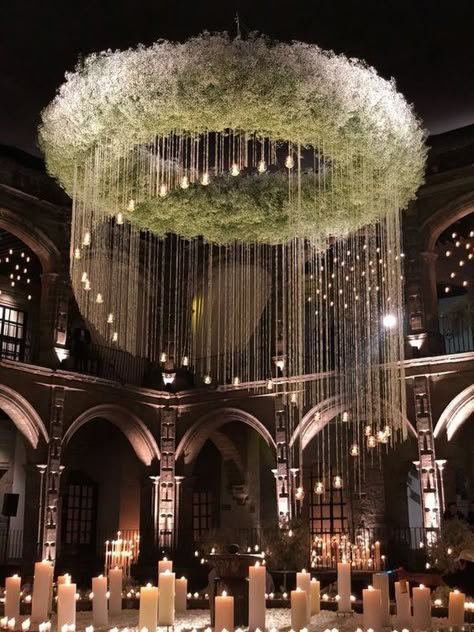 Wedding Ceiling, Dream Wedding Reception, Wedding Stage Design, Mandap Decor, Beautiful Wedding Decorations, Wedding Mandap, Dream Wedding Venues, Floral Chandelier, Wedding Venue Decorations