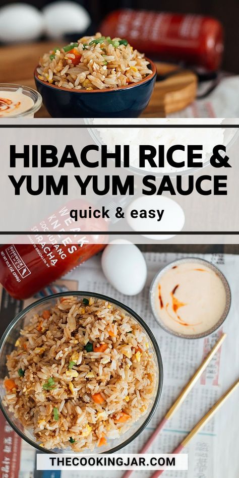 Try this one out if you're missing hibachi-style fried rice with yum yum sauce or simply don't want to spend that much money at a Japanese Steakhouse. Hibachi Rice, Steakhouse Dinner, Hibachi Fried Rice, Hibachi Recipes, Hibachi Chicken, Yum Sauce, Japanese Steakhouse, Main Food, Asian Recipe