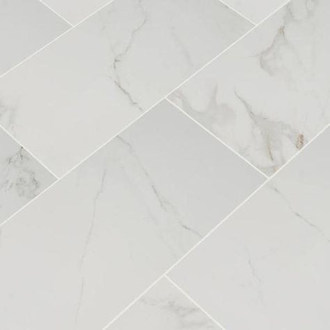 Home Decorators Collection Carrara Polished 12 in. x 24 in. Polished Porcelain Floor and Wall Tile (16 sq. ft./case)-NHDCARR1224P - The Home Depot Bathroom Upstairs, Foyer Flooring, Kitchen Floors, Basement Reno, Polished Porcelain Tiles, Classic Tile, Stone Look Tile, Modern Tiles, Bathroom Idea