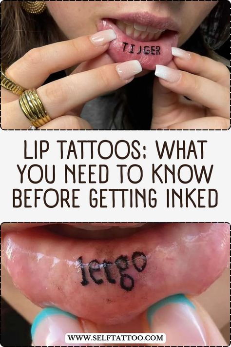 Inner lip tattoos are inkings that appear on the inside of the bottom lip. They can only been seen when the tattooee folds down their bottom lip. this is what you need to know about a lip tattoo inner lip tattoo designs, inside lip design, lip tattoos for women Inner Palm Tattoo, Yeehaw Lip Tattoo, Inside Lip Tattoos Ideas, Mouth Tattoo Inner Lip, Small Lips Tattoo, Lip Tattoos For Women, Funny Lip Tattoo, Matching Lip Tattoos, Under Lip Tattoo