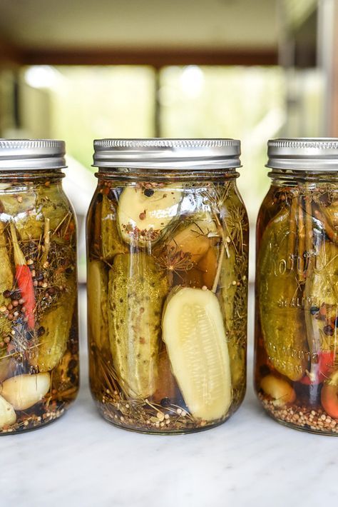 Killer Spicy Garlic Dill Pickles | foodiecrush.com Spicy Pickle Recipes, Fermenting Foods, Garlic Dill Pickles, Homemade Pickles Dill, Pickle Vodka, Dill Pickle Recipe, Pickles Recipe, Canning Pickles, Spicy Pickles