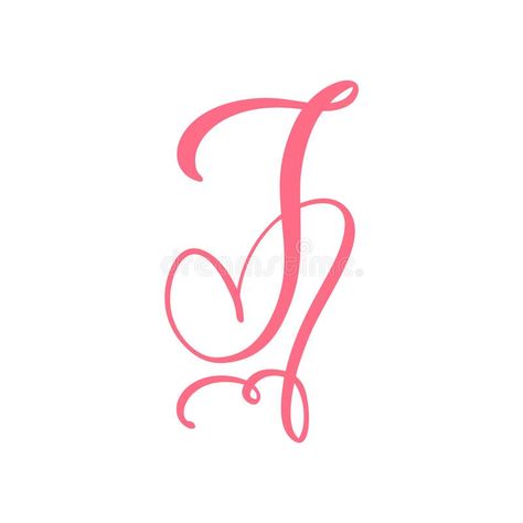 Letter J With Heart Tattoo, Fancy Letter J Design, The Letter J Design, J Calligraphy Letter, J With A Heart, Letter J Calligraphy, J With Heart, J Monogram Letter, Calligraphy J