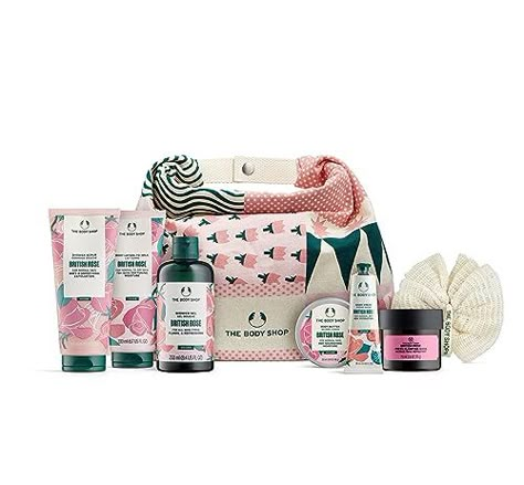 The Body Shop Bloom & Glow British Rose Ultimate Body Care Holiday 7-Piece Gift Set Rose Body Care, British Rose Body Shop, The Body Shop Christmas, The Body Shop Makeup Products, Christmas Body Care Gift Set, Body Shop British Rose, The Body Shop British Rose, The Body Shop Gift Set, Rose Body Lotion