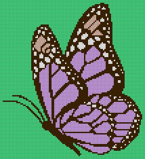 Graph Crochet, Pattern Butterfly, Crochet Stitches Free, Pixel Art Grid, Tapestry Crochet Patterns, Plastic Canvas Patterns Free, Cross Stitch Rose, Bead Loom Patterns, Quilling Designs