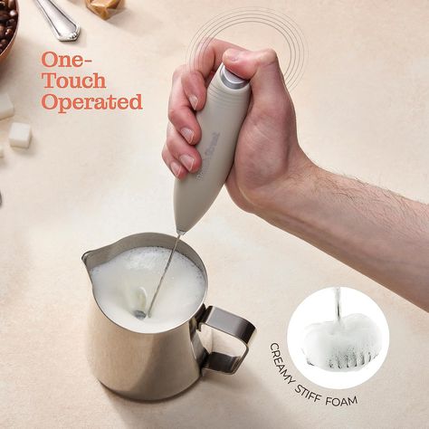 Powerful Handheld Milk Frother, Mini Milk Foamer, Battery Operated (Not included) Stainless Steel Drink Mixer with Frother Stand for Coffee, Lattes, Cappuccino, Frappe, Matcha, Hot Chocolate Handheld Frother, Milk Foamer, New Kitchen Gadgets, Matcha Chocolate, Coffee Stirrers, Electric Milk Frother, Mini Blender, Mini Milk, Drink Mixer