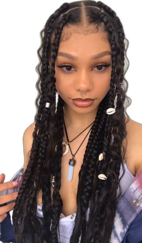 Long boho box braids crochet hair for women, bohemian style box braids with curly ends Box Braids With Curly Ends, White Girl Braids, Style Box Braids, Braids With Curly Ends, Boho Box Braids, Goddess Box Braids, Crochet Braids Hair, Quick Braids, Synthetic Braiding Hair