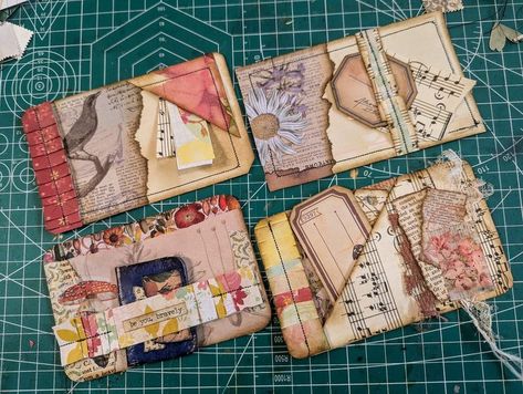 Junk Journaling for Beginners | I just made up a batch of these little index cards Index Card Journaling, Index Card Junk Journal, How To Bind A Junk Journal, Masterboard Junk Journal, How To Sew Junk Journal Pages, Journal 3, Index Cards, Belly Bands, Handmade Journals