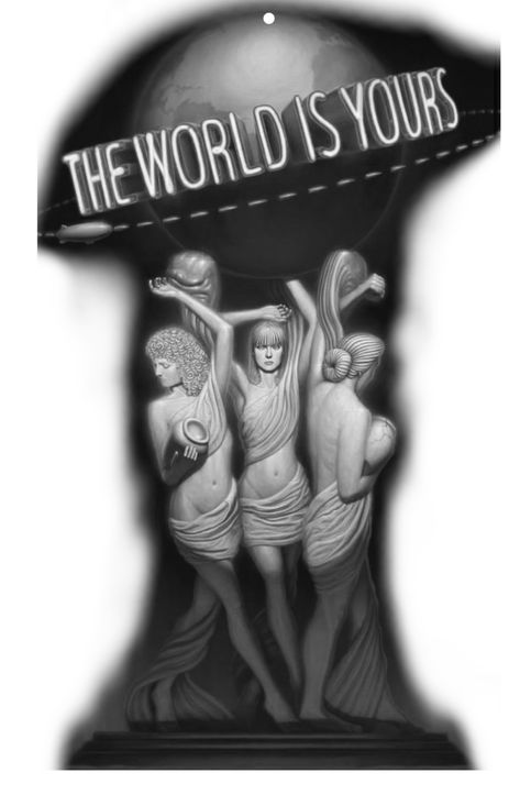 The World Is Yours Tattoo Design Drawing, Pleasure Seeker Tattoo, Ambition Tattoo Men, Scarface Statue Tattoo, Lats Tattoo Men, Scarface Tattoo Stencil, The World Is Yours Tattoo Scarface, The World Is Yours Tattoo Stencil, Rich Tattoo Ideas