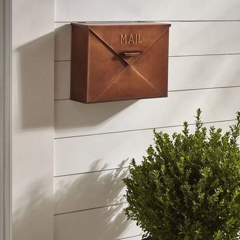 Darby Home Co Hinton Wall Mounted Mailbox #mailbox #bronze #farmhouse #cottage #interiordesign Mailbox On House, Porch Mailbox, Mailbox Landscaping, Vintage Mailbox, Mailbox Ideas, Modern Mailbox, Board And Batten Shutters, Wall Mount Mailbox, Mounted Mailbox