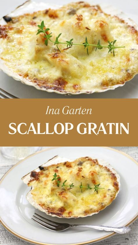 Ina Garten Scallop Gratin Ina Garten Scallops Provencal, Bay Scallop Gratin Ina Garten, Ina Garten Seafood Gratin, Scallops Au Gratin Ina Garten, Scallops St Jacques, Chicken And Scallops Recipes, French Scallop Recipes, Baked Bay Scallop Recipes, Bake Scallops In Oven