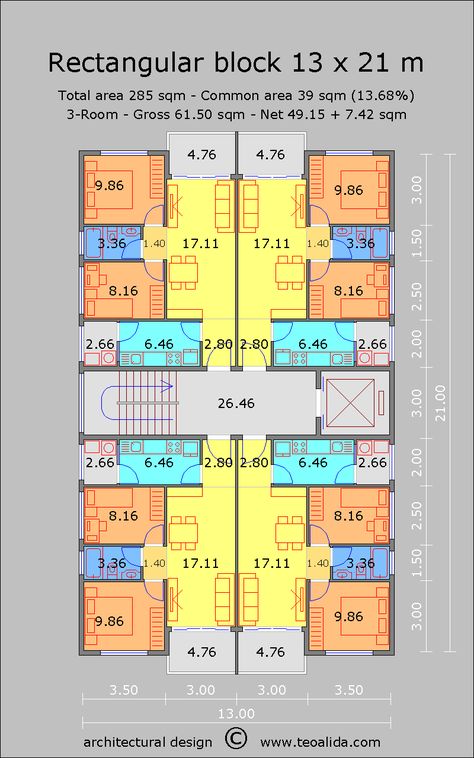 Two Apartment Floor Plans, Apartments Design Architecture, 3 Floor Apartment Building, Floor Plan Apartment Building, Four Apartment Building Plan, Apartment Block Floor Plan, Architecture Apartment Plan, Apartment Block Plan, Apartment Floor Plans Buildings