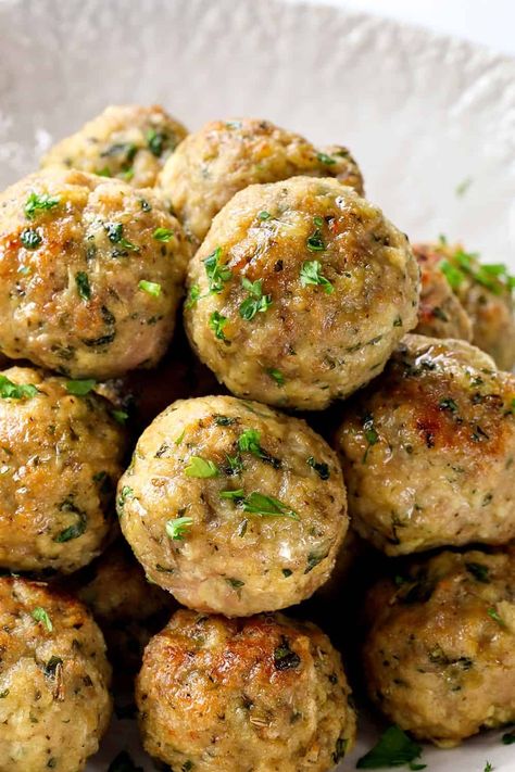 The juiciest, most flavorful turkey meatballs you’ll ever sink your teeth into - AKA how to make ground turkey meatballs you’ll actually crave! Creamy Spinach Turkey Meatballs, Turkey Meatball Pasta, Turkey Meatballs Oven, Oven Baked Turkey Meatballs, Keto Turkey Meatballs, Turkey Meatballs Without Breadcrumbs, Turkey Meatball Recipes, Turkey Sausage Meatballs, Ground Turkey Meatball Recipes