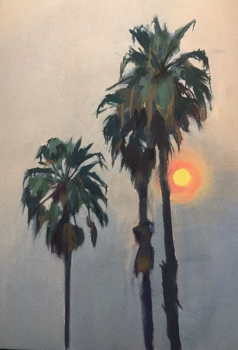 Palm Tree Oil Painting, Oil Pastel Palm Tree, Palm Beach Painting, Impressionism Watercolor, Palm Tree Watercolor, Palm Painting, Palm Trees Art, Heather Martin, Palm Tree Painting