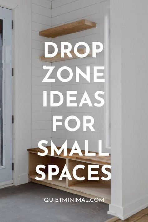 Perfect Drop Zone Ideas: Optimize Small Spaces! - Quiet Minimal Mudroom Small Entryway, Small Hall Storage, Front Entry Way Storage Ideas, Small Space Drop Zone Ideas, Back Entry Closet Ideas, Hall Organisation Ideas, Small Entryway Solutions, Small Laundry Room Drop Zone, Small Drop Zone Ideas Kitchen