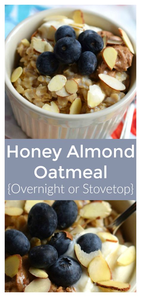 #ad This post is sponsored by Greek Gods Yogurt but the content and opinions expressed here are my own.  Honey Almond Oatmeal - A delicious and simple breakfast recipe made with oats, milk, Greek Gods Honey Yogurt, MaraNatha Almond Butter, and blueberries! Overnight Oatmeal Recipe | Breakfast Recipe | Oatmeal Recipe #oatmeal #overnight #breakfast #recipe #easyrecipe #MaraNathaNewYear #GreekGodsNewYear Greek Gods Yogurt, Oatmeal Overnight, Recipe Oatmeal, Almond Oatmeal, Oats Milk, Oat Milk Recipe, Overnight Oatmeal Recipes, Pinterest Food, Breakfast Oatmeal Recipes