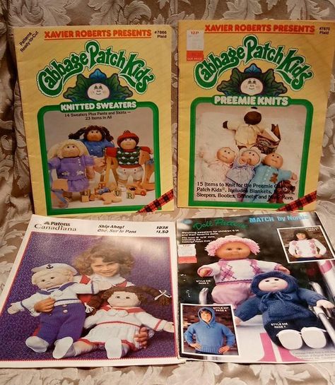 Lot of 4 Cabbage Patch Kids Knitting patterns Patons 1038 Match by Nomis Plaid 7866 7870 #knittingpattern #knitting #etsyseller  #cabbagepatchpattern Kids Knitting, Preemie Clothes, Kids Knitting Patterns, Grosse Pointe, Bunny Slippers, Preemies, Butterick Pattern, Cabbage Patch Dolls, Cabbage Patch Kids