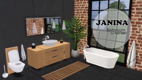 Janina Bathroom | Maxis Match CC World on Patreon Sims 4 Cc Bathroom Counter, Mens Bathroom, Japanese Bathroom, Maxis Match Cc, Vanity Counter, Cc Furniture, Sims 4 Mm Cc, House Items, Sims Building