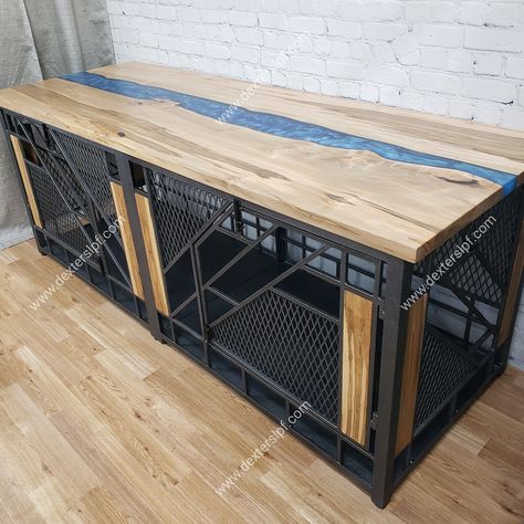 Double Dog Kennel Furniture, Table Dog Crate, Luxury Pet Furniture, Modern Dog Crate, Double Dog Kennel, Kennel Furniture, Dog Crate End Table, Double Dog Crate, Dog Crate Table