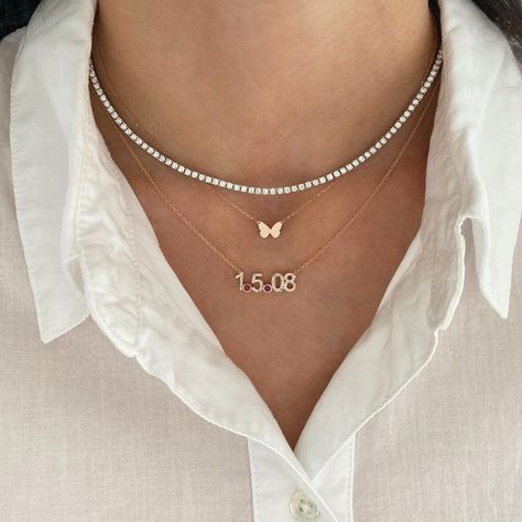 @lolajamesjewelry on Instagram: “Love how this rose gold diamond date necklace came out! The ruby stones look so pretty set in rose gold! 💕” Birth Date Necklace, Diamond Letter Necklace, Date Necklace, Initials Necklace, Necklace Chain Types, Fancy Jewellery Designs, Jewelry Lockets, Diy Bracelet Designs, Dior Jewelry