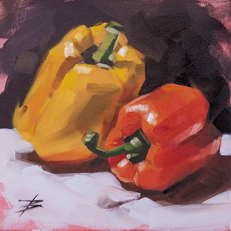 Orange Pepper, Pastel Landscape, Still Life Oil Painting, Fruit Painting, Daily Painting, Painting Still Life, Still Life Art, Painting Lessons, Hippie Art