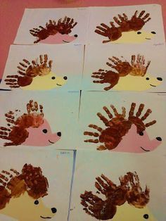 Hedgehog Craft, Nursery Activities, Handprint Crafts, Daycare Crafts, Fall Crafts For Kids, Autumn Crafts, Handprint Art, Hedgehogs, Autumn Activities