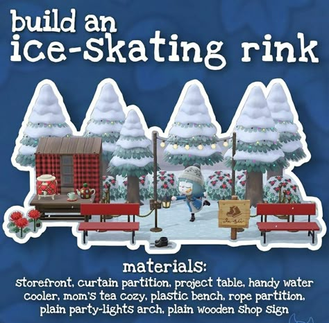 Ice Skating Rink Acnh, Acnh Pocket Camp, Nintendo Switch Cute, Skating Poses, Ac New Leaf, Ice Skating Rink, Start Of Winter, Animal Crossing Guide, Animal Crossing Wild World