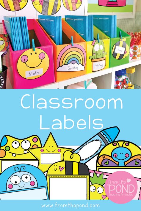 Classroom Cubby Labels, Classroom Desk Decorations, Cubby Ideas For Classroom, Classroom Label Ideas, Cubby Labels Preschool, Cubby Labels For Classroom, This Is Our Happy Place Classroom, Diy Classroom Decorations Preschool, Kindergarten Classroom Decor Ideas