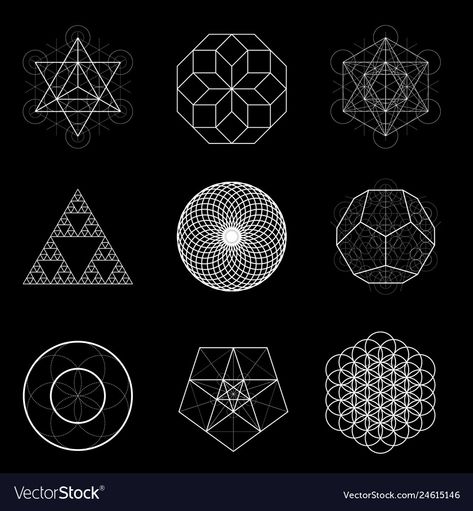 Sacred Geometry Elements, Sacred Geometry Symbols, Geometry Design, Spiritual Manifestation, Alchemy, Sacred Geometry, Vector Design, Geometry, Geometric Tattoo