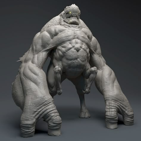 ArtStation - Gorilla Zbrush Character, Humanoid Creatures, 3d Sculpting, Alien Design, Fantasy Beasts, 다크 판타지, Alien Concept Art, Monster Concept Art, Alien Creatures